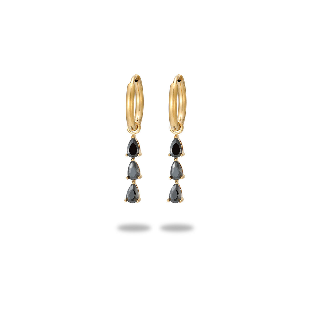 Pendientes de Acero de Titanio en Forma de Gota de Agua a la Moda con Incrustaciones de Pedrería, Acabado Galvanizado, Diseño de Lujo Ligero para Mujeres