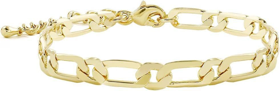 Bohemian Minimalist Geometric Plated Alloy Cuban Link Chain Pearl Bracelet Set for Women