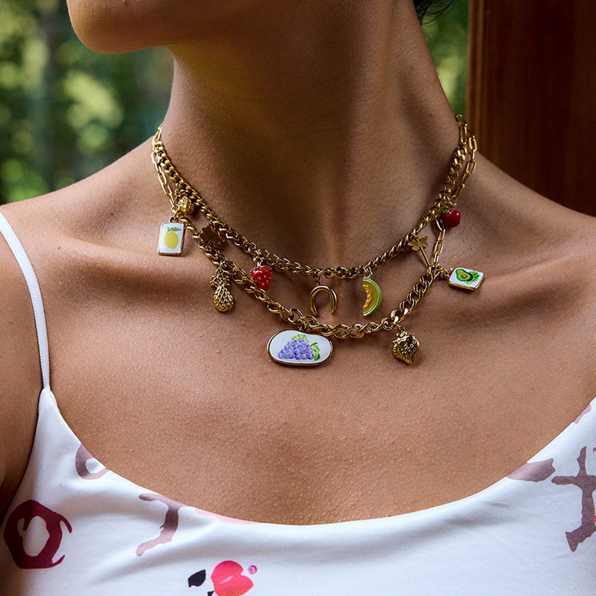 Collana con pendente in acciaio al titanio, geometrico minimalista, con smalto, da donna, con catena a clavicola in acciaio inossidabile