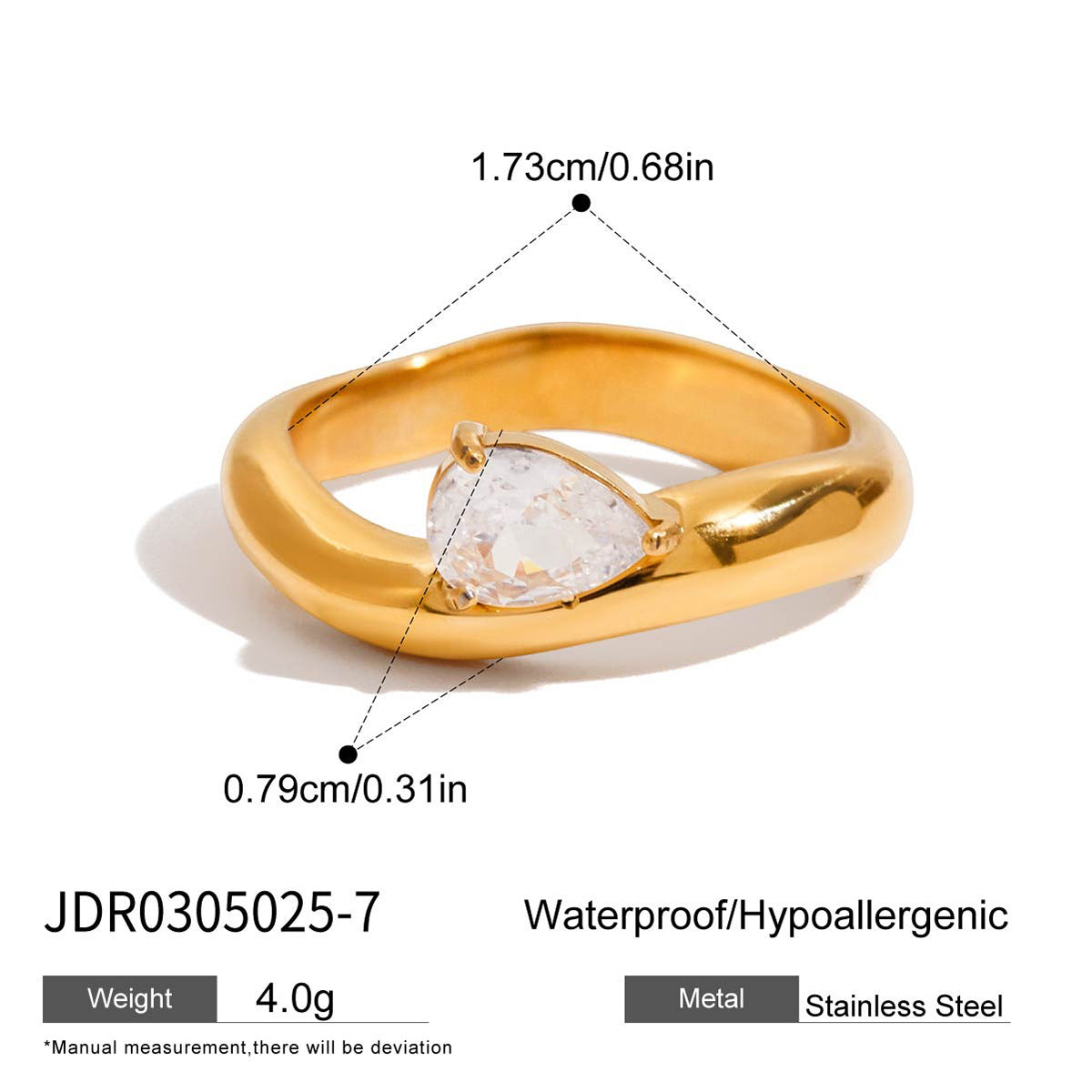 Elegant Geometric Stainless Steel Ring Bracelet Set with Cubic Zirconia for Women