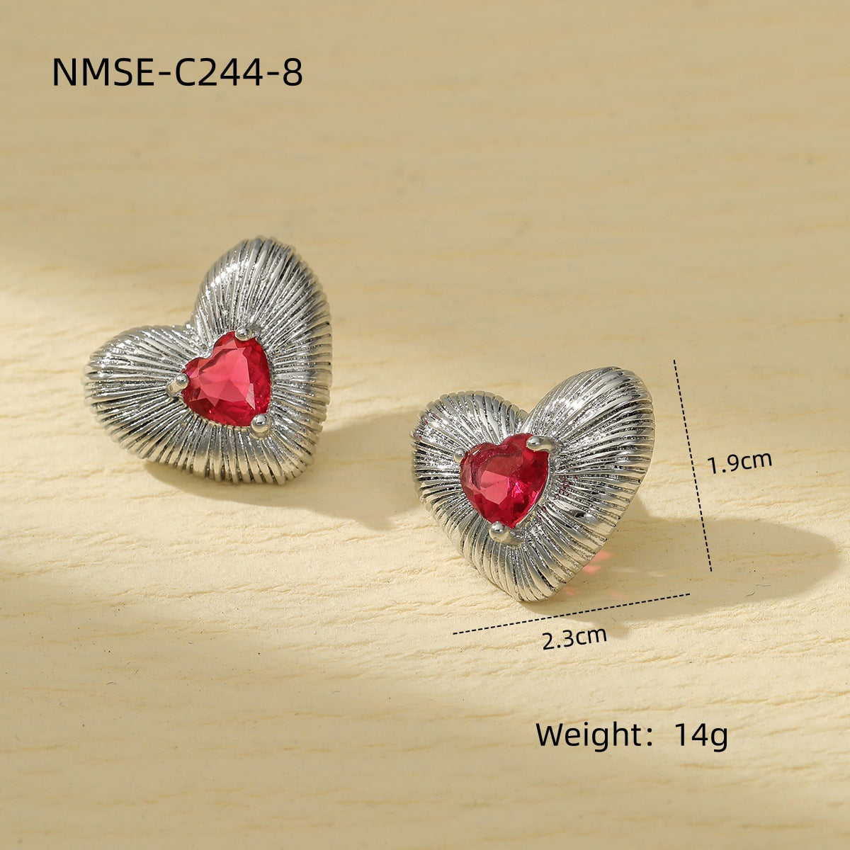 Pendientes de Acero de Titanio con Forma de Corazón Estilo Corte Francés Elegante con Incrustaciones de Zirconia Chapados para Mujer