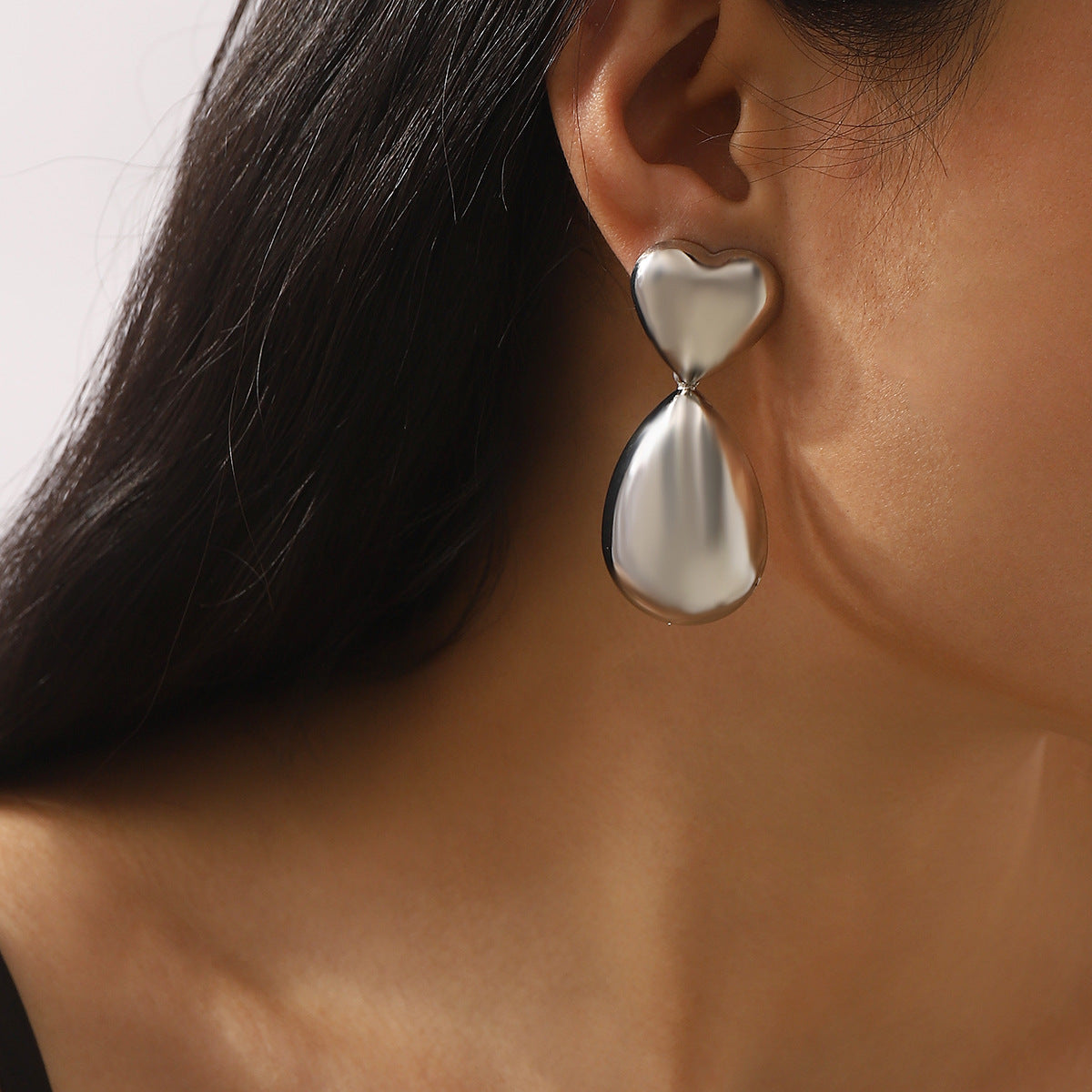 Minimalist Geometric Earrings in Iron with Rhinestone Inlay and Plated Finish for Women