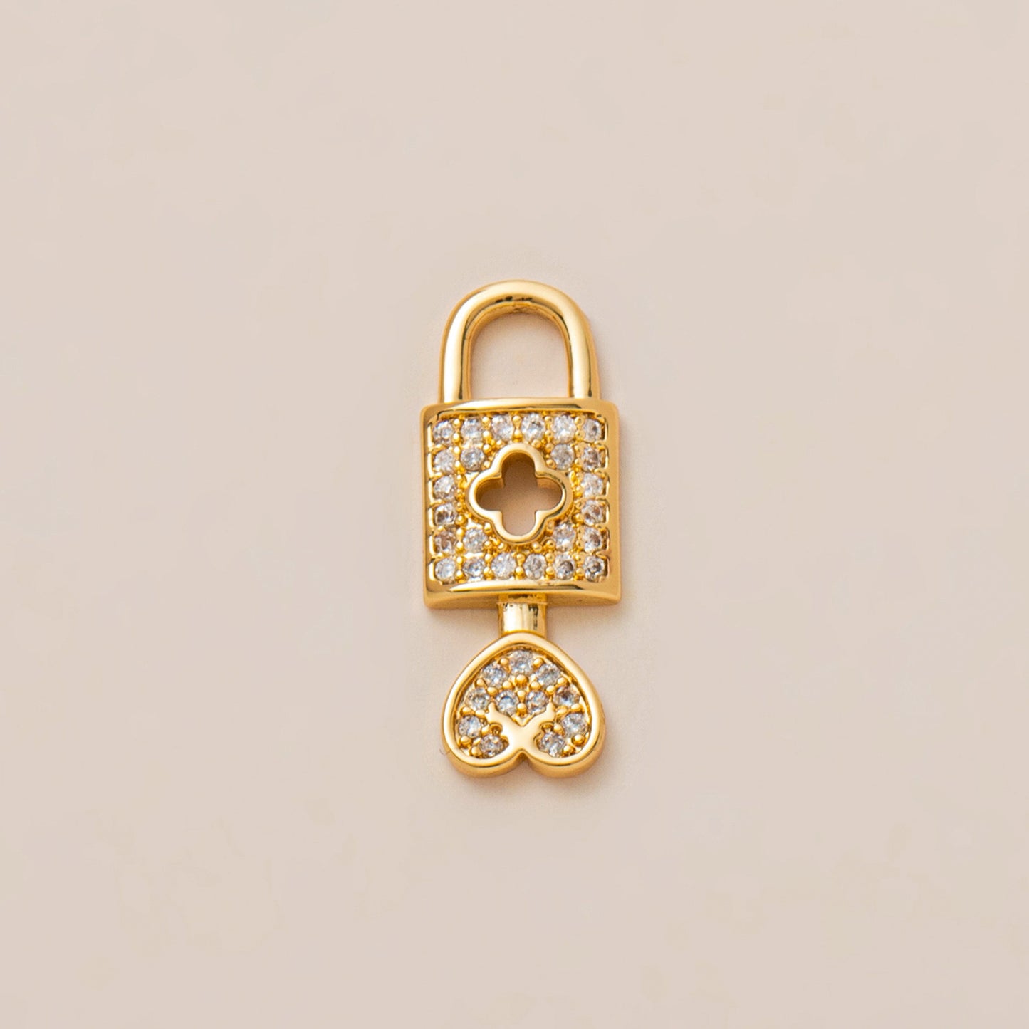 Luxury 18K Gold Plated Brass Heart Bow Geometric Pendant