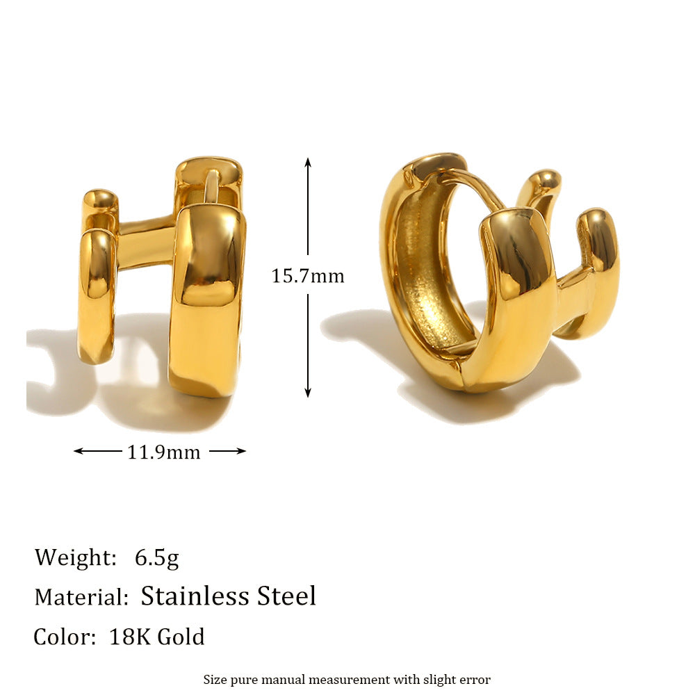 Orecchini da donna creativi geometrici in acciaio inossidabile con placcatura in oro 18 carati