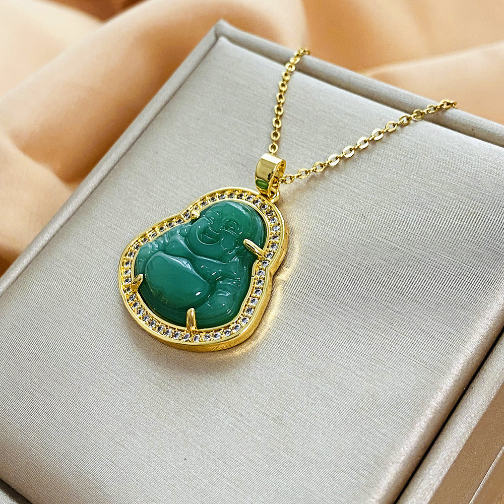 Collana Minimalista da Donna in Acciaio al Titanio a Goccia con Finitura Elettroplaccata e Catena a Maglie O