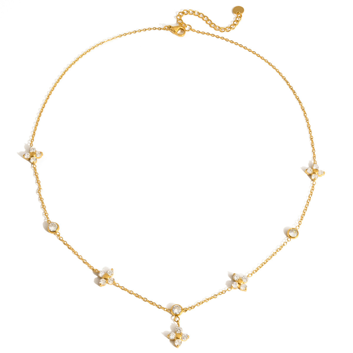 Collana da Donna Minimalista Geometrica a Trifoglio in Acciaio al Titanio Placcato Oro 18K PVD
