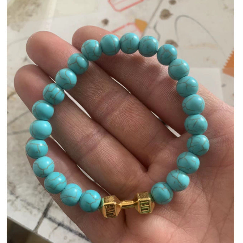 Matte Geometric Alloy Bracelet Unisex Volcanic Stone Energy Beads