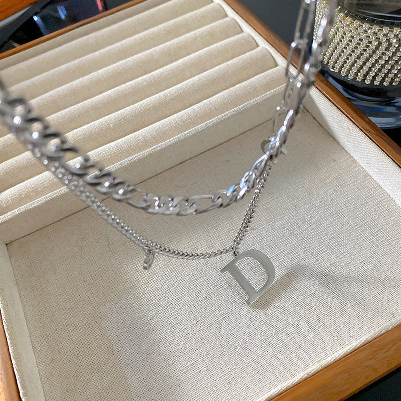 Minimalist Streetwear Letter D Titanium Steel Plated Necklace Unisex