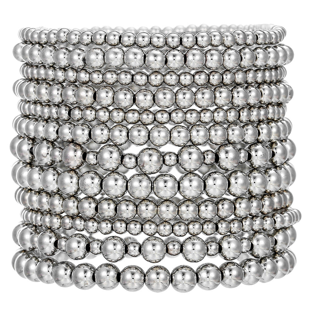 Minimalist Geometric Round Acrylic Beaded Stretch Bracelet Set