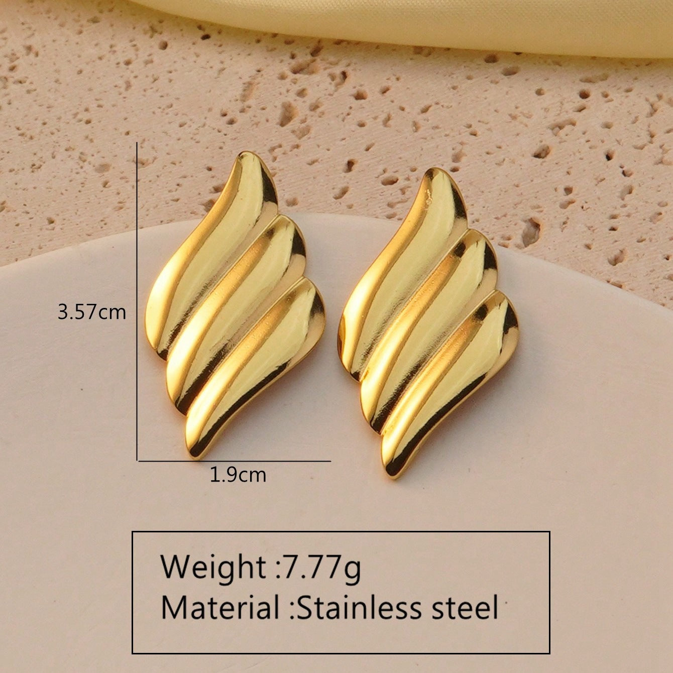 Elegant Gold Plated Stainless Steel Leaf Earrings for Women