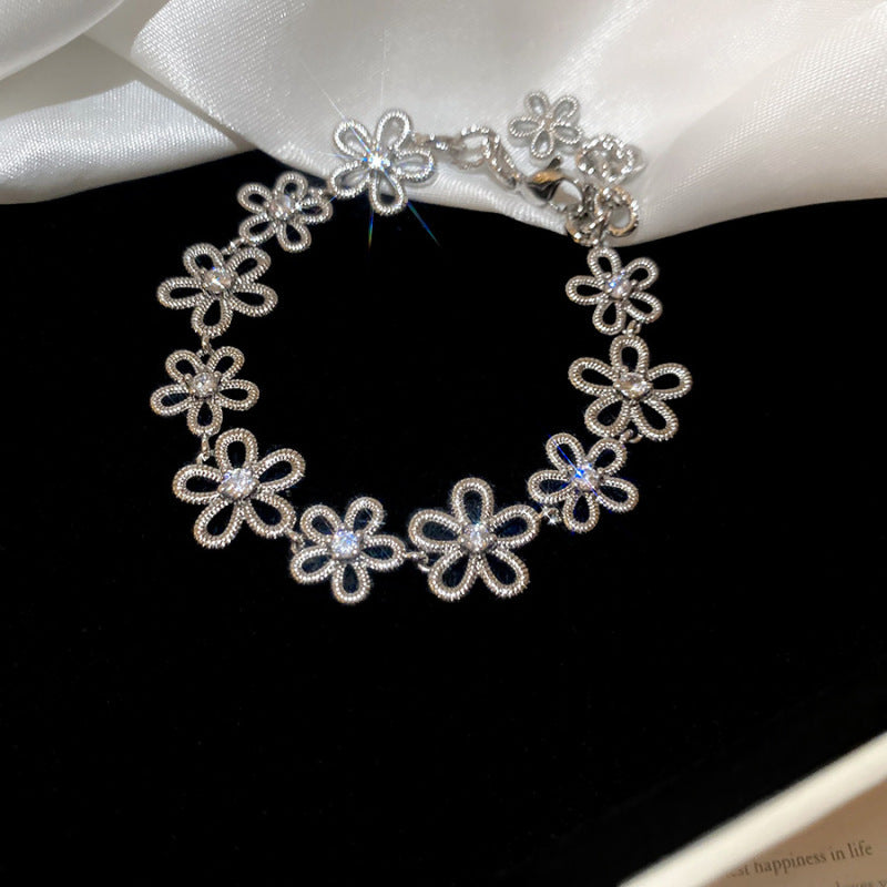 Elegant Gold Plated Brass Butterfly Floral Cubic Zirconia Bracelet for Women
