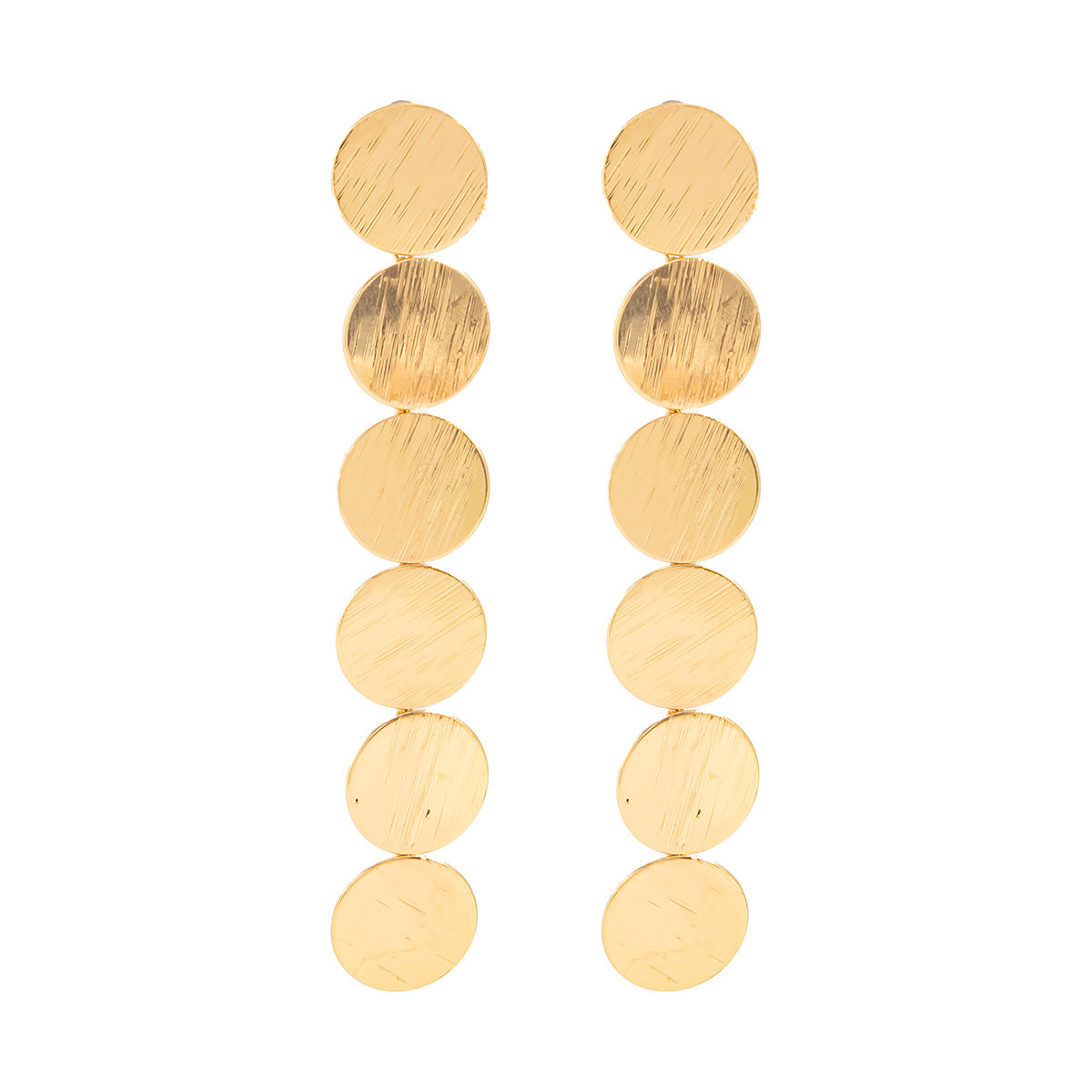Exaggerated Geometric Round Plated Iron Drop Earrings with Tassel for Women