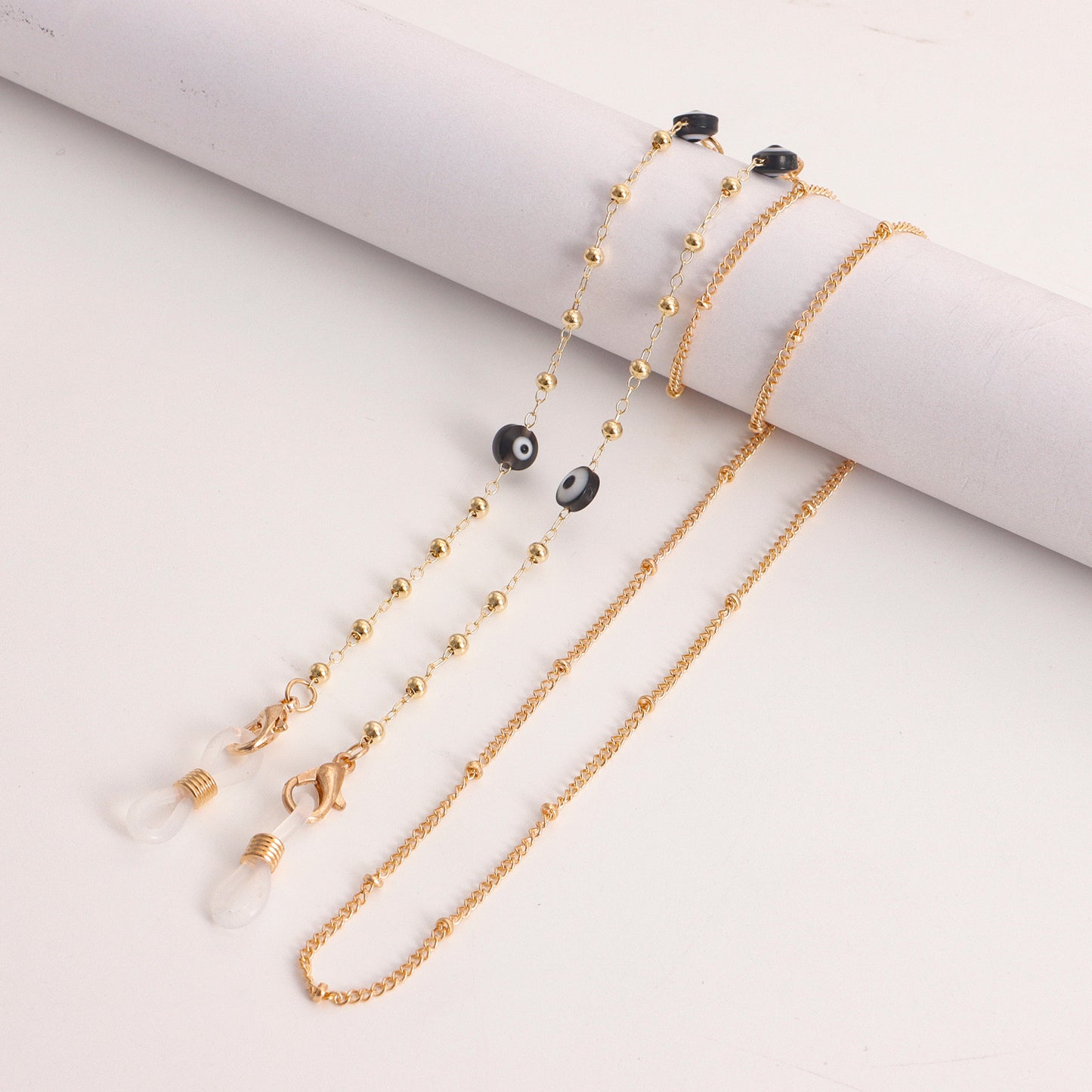Evil Eye Imitation Pearl Alloy Mask Chain and Eyeglass Chain
