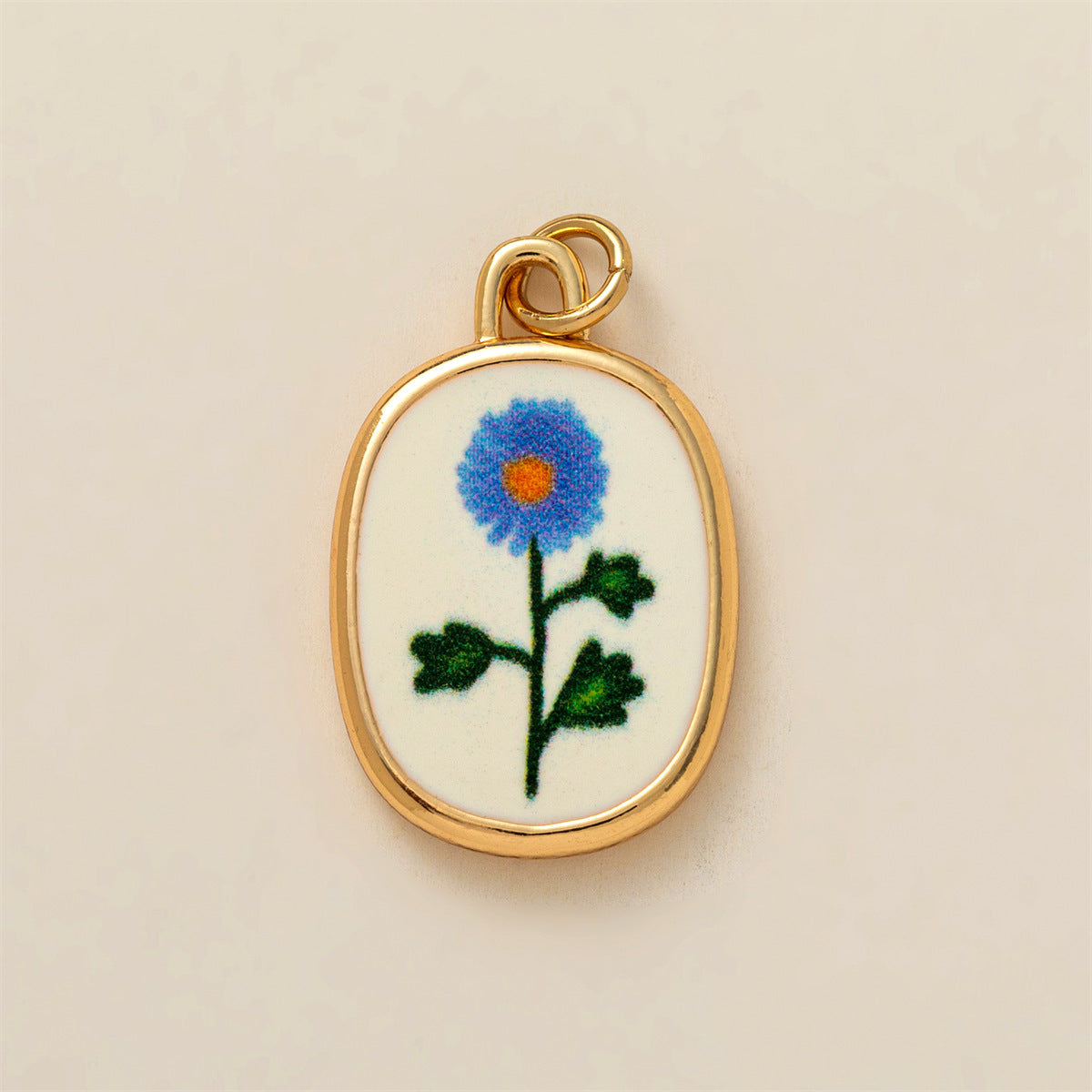 Minimalist Floral Pattern Brass PVD Plated DIY Charm Bar Pendant