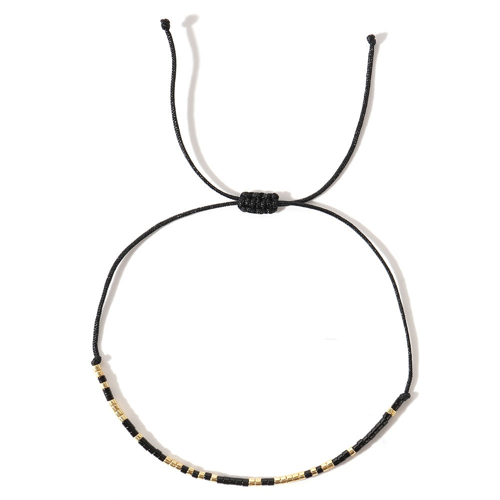 Bohemian Geometric Seed Bead Morse Code Bracelet Unisex Handmade Knotted Cord Jewelry