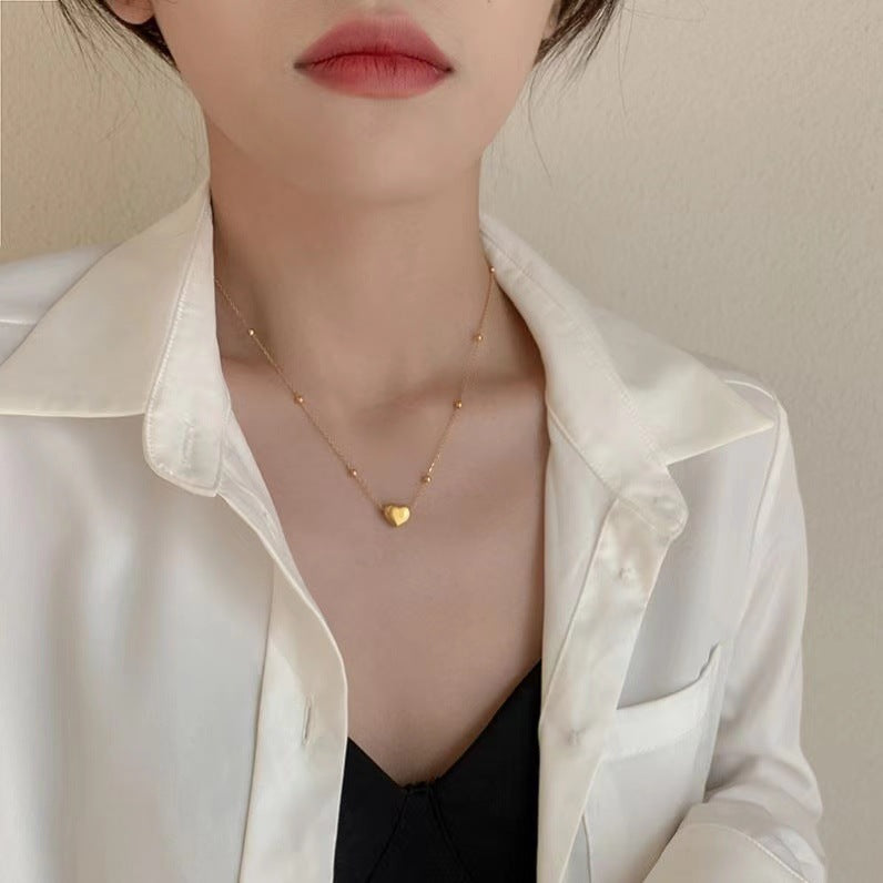 Minimalist 18K Gold Plated Titanium Steel Heart Geometric Pendant Necklace for Women