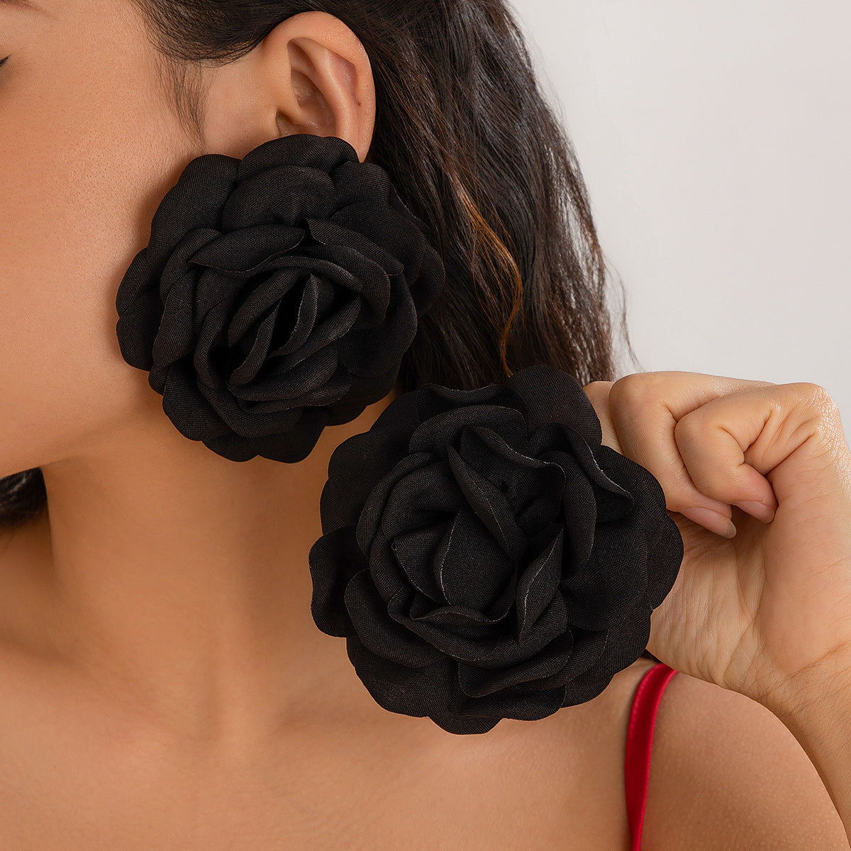 Vintage Floral Choker Necklace with 3D Rose and Camellia Fabric Flowers Handcrafted on Wax Cord
