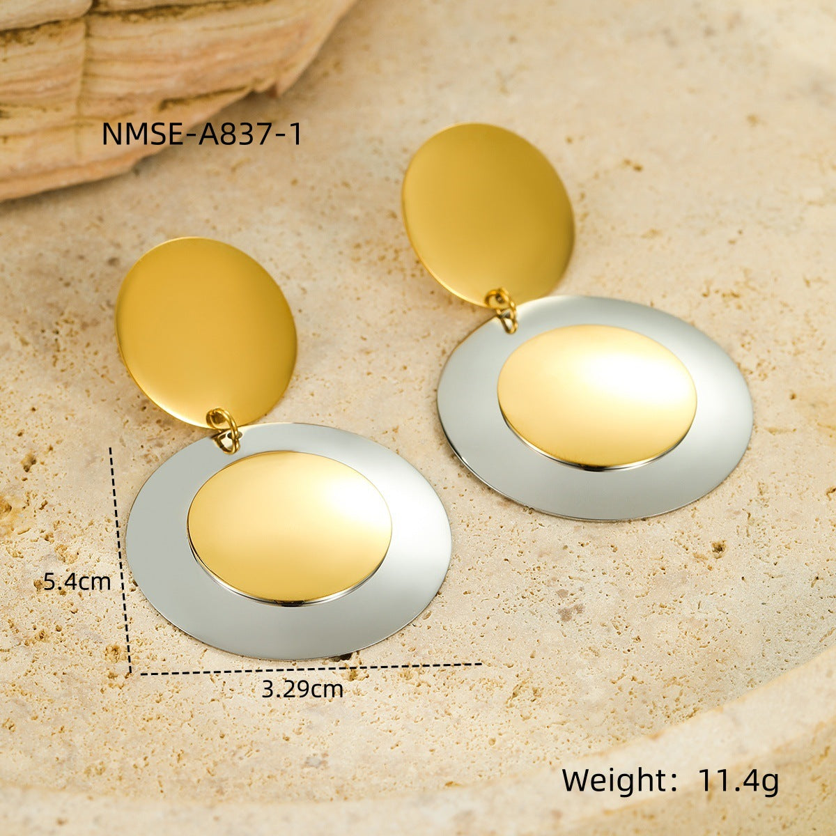 Orecchini Minimalisti Geometrici in Acciaio Inossidabile da Donna Placcati Oro e Argento