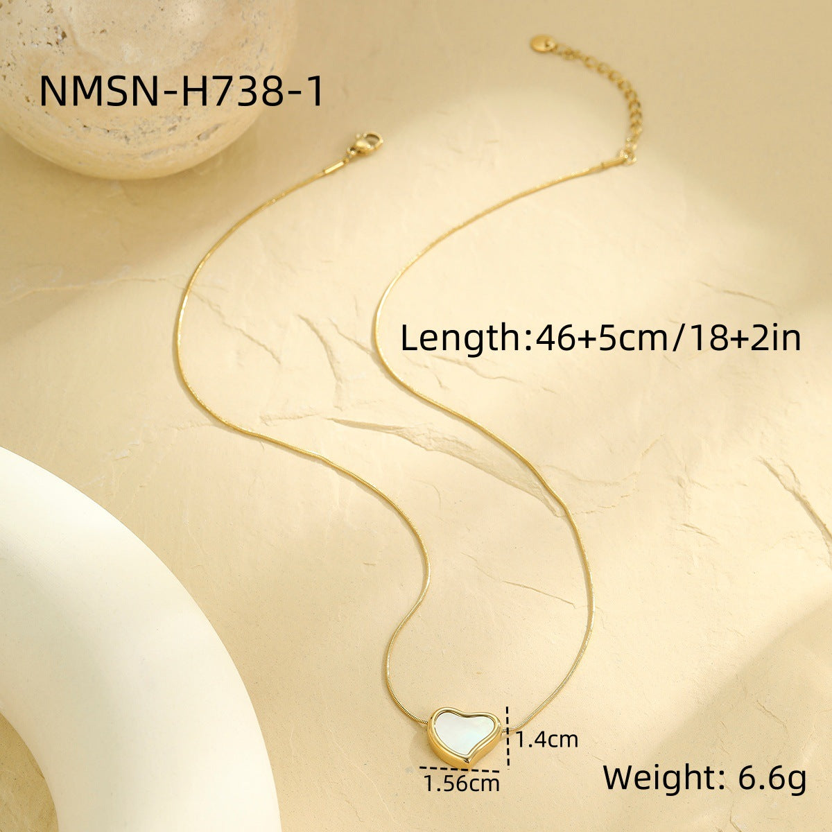 Set Collana e Orecchini da Donna Lusso Minimalista in Acciaio Inossidabile Placcato Oro a Forma di Cuore Stile Francese