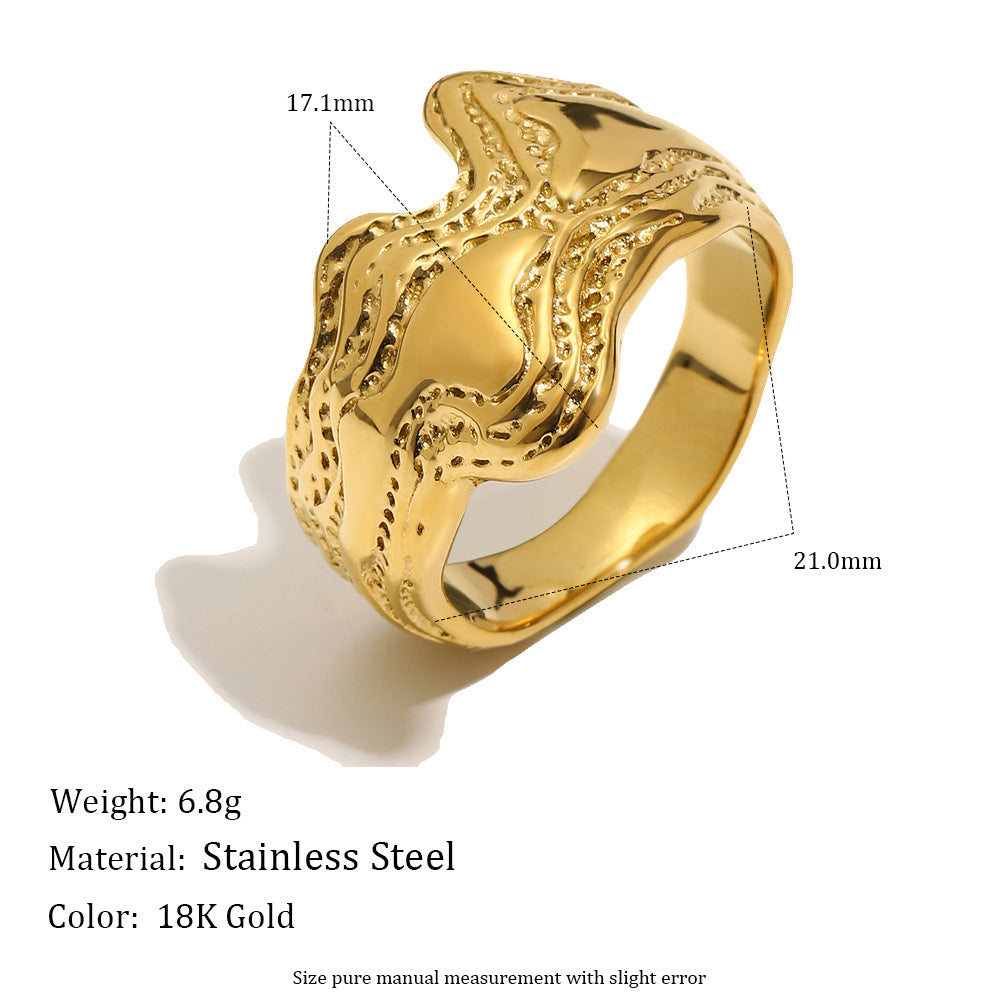 Luxury 18K Gold Plated Geometric Stainless Steel Ring for Women