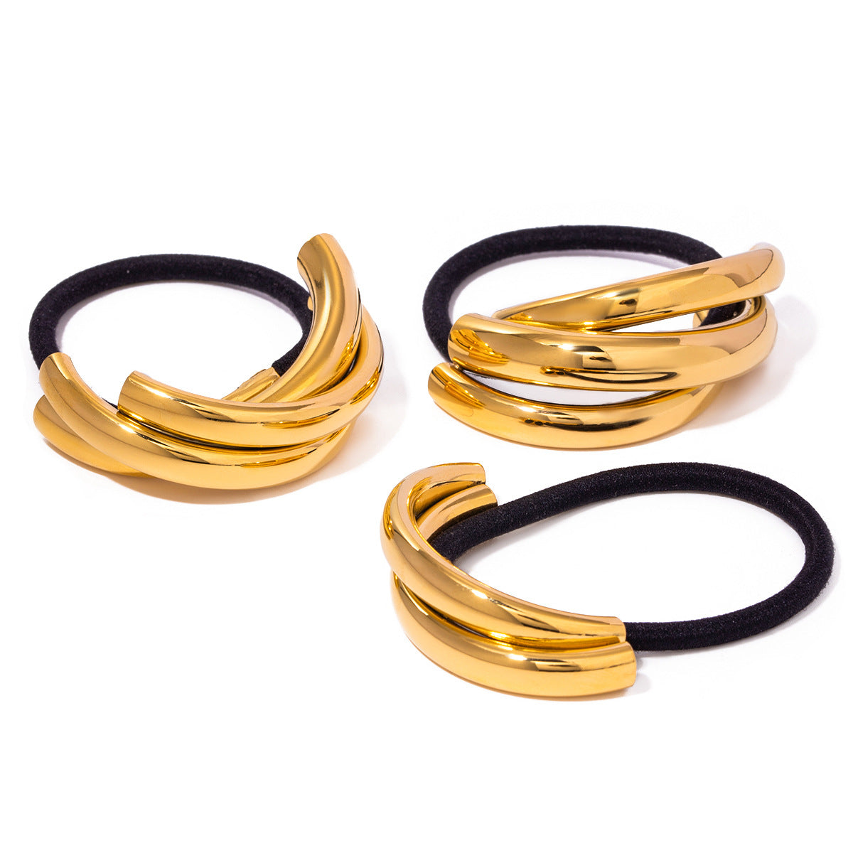 Minimalist Geometric Ring-Shaped Stainless Steel Hair Tie with Plated Finish for High Ponytail