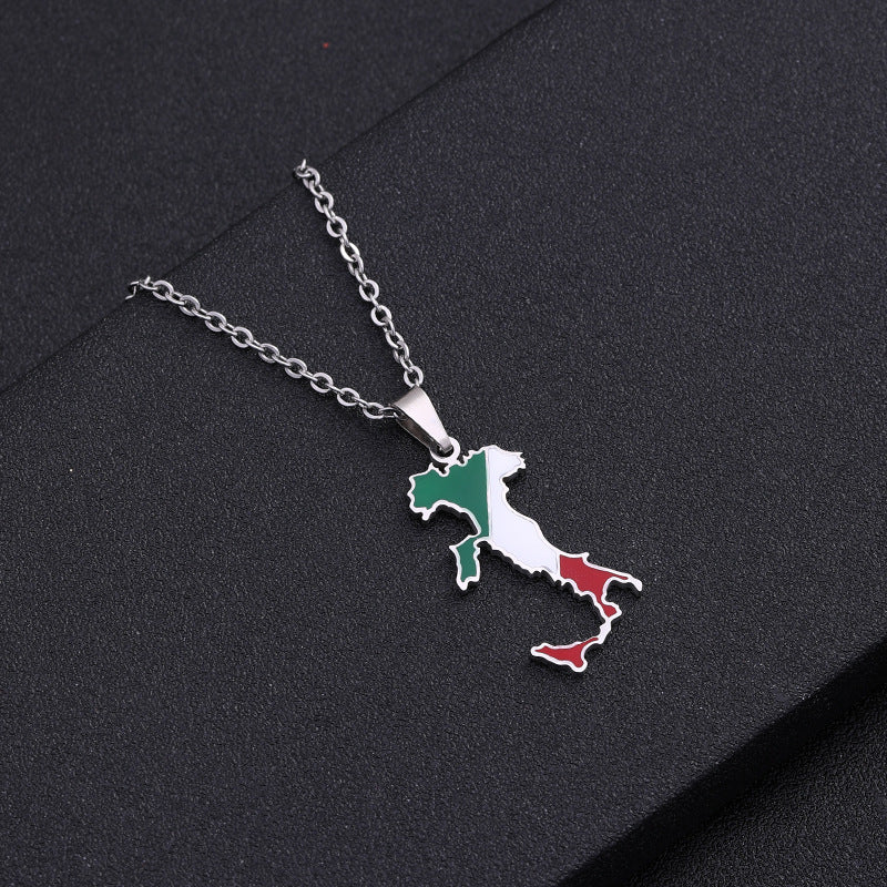 Collana con ciondolo geometrico minimalista in acciaio inossidabile con finitura smaltata per donna e uomo