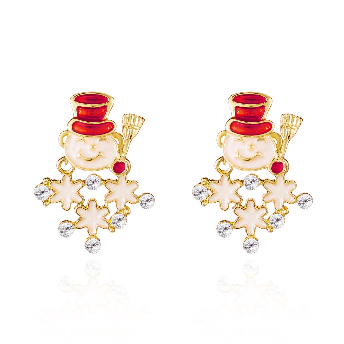 Christmas-Themed Women's Alloy Earrings with Snowflake and Santa Motifs, Rhinestone-Set, Cartoon Character Design, Tassel and Bell Accents