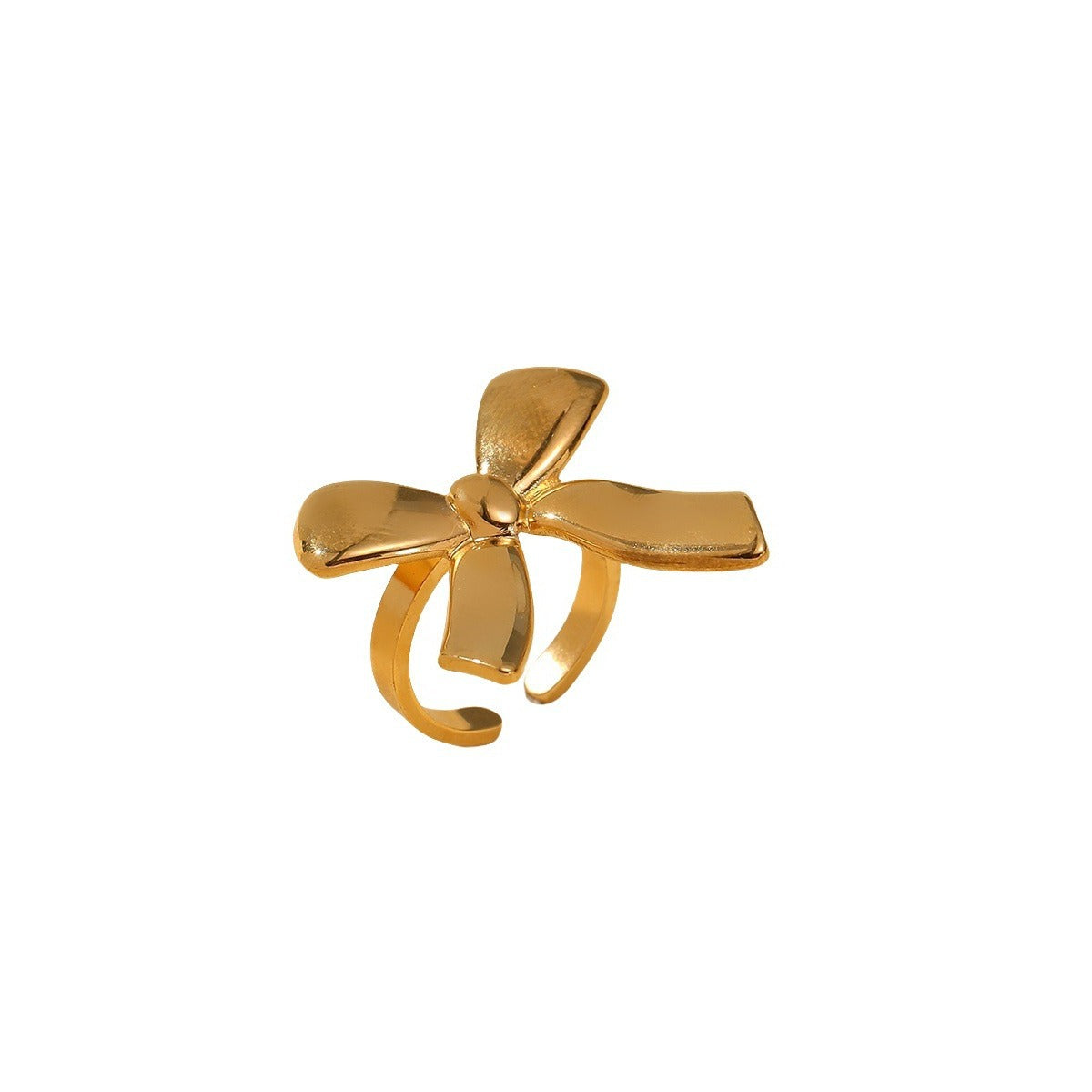 Elegantes Pendientes de Acero de Titanio con Forma de Lazo Bañados en Oro para Mujer