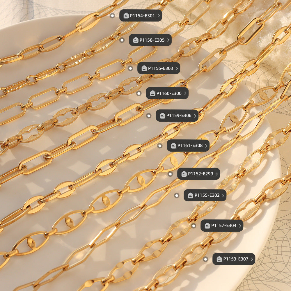 Set di collane a strati geometriche minimaliste in acciaio al titanio con placcatura in oro 18 carati da donna