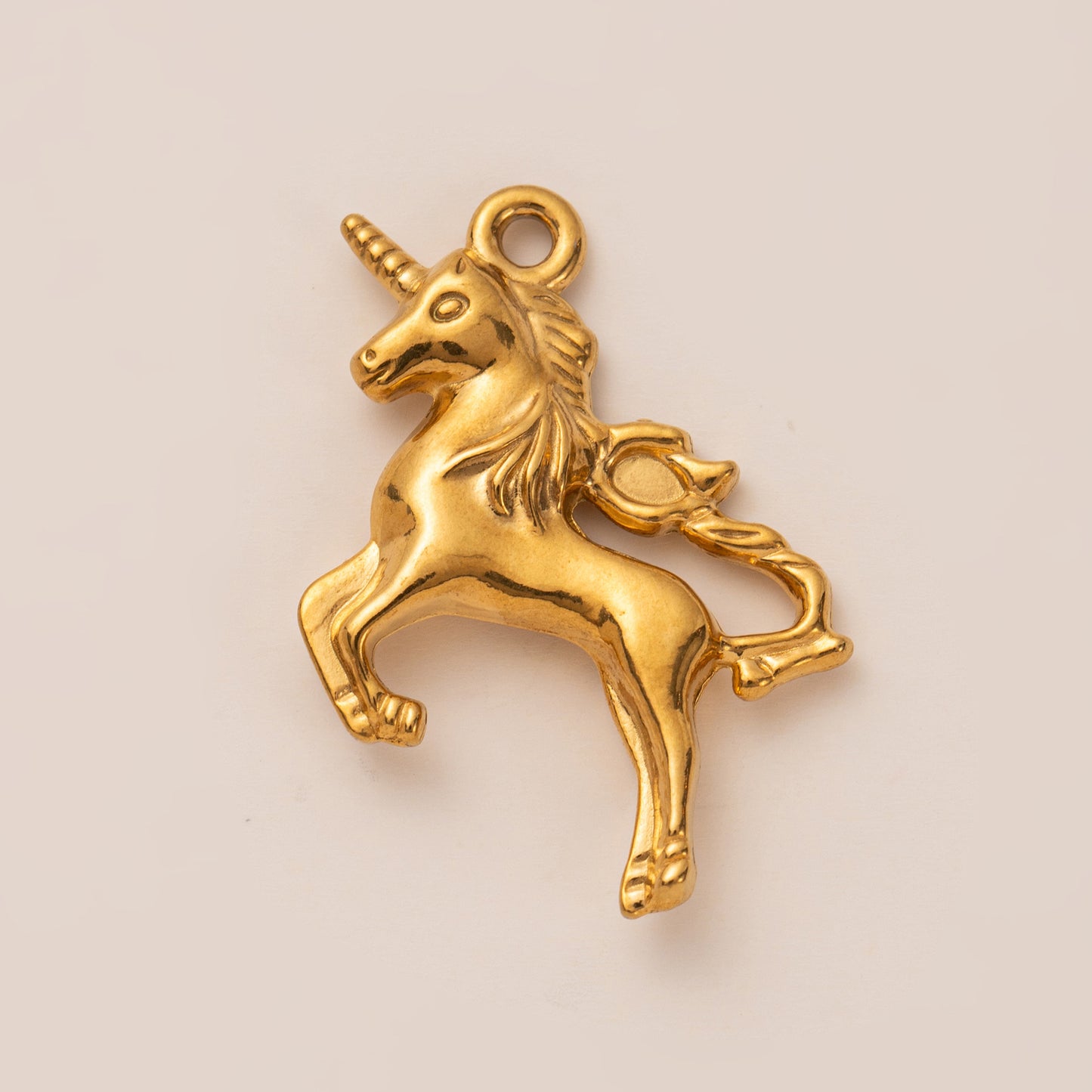Vintage 18K Gold Plated Stainless Steel Animal Pendant Charm Bar with Ball Chain