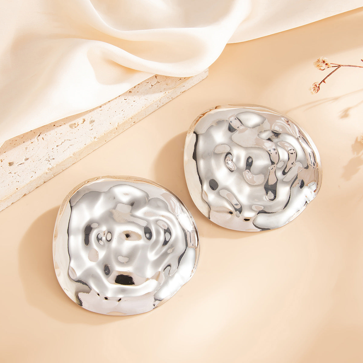 Exaggerated Geometric Round Plated Iron Earrings for Women