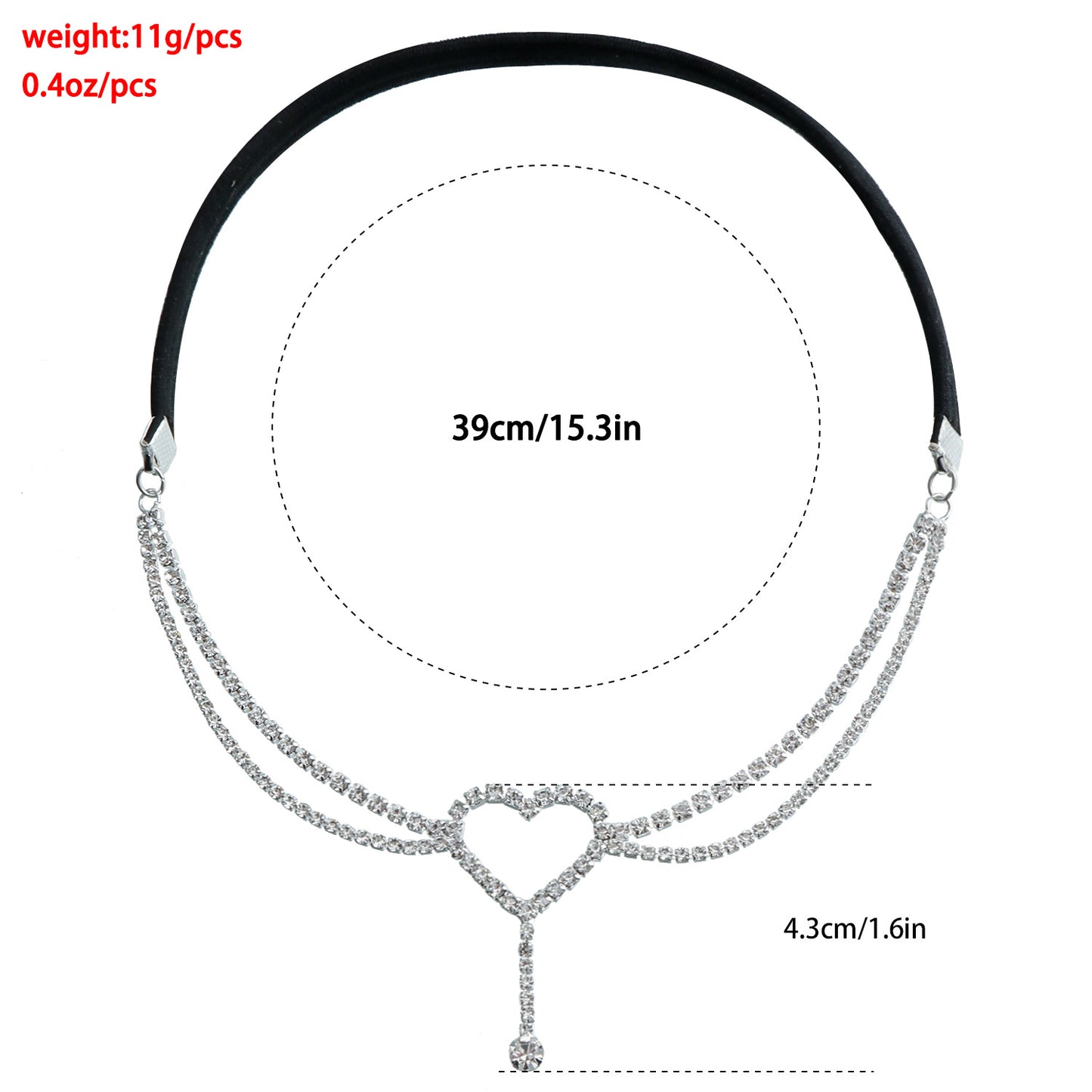 Elegant Heart-Shaped Rhinestone Anklet for Women Made of Alloy with Stretch Cord Design