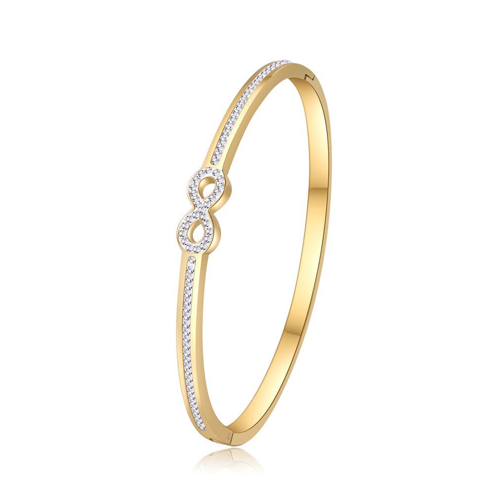 Geometric Round Rhinestone Inlaid Plated Titanium Steel Infinity Bracelet