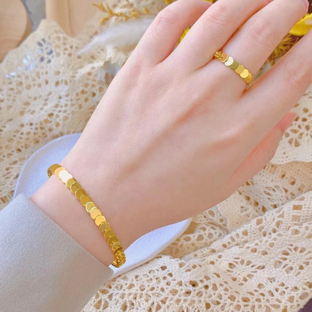 Pulsera elegante de acero inoxidable con diseño de escamas de pez para mujer con acabado chapado, accesorio de moda minimalista