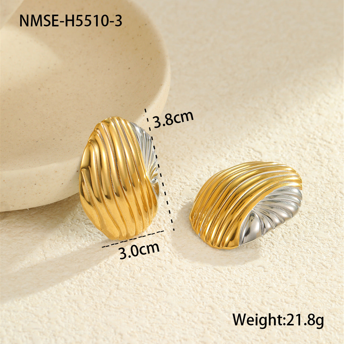 Pendientes de Tachuela de Acero Inoxidable Geométricos con Textura de Rombo y Acabado Chapado para Mujer