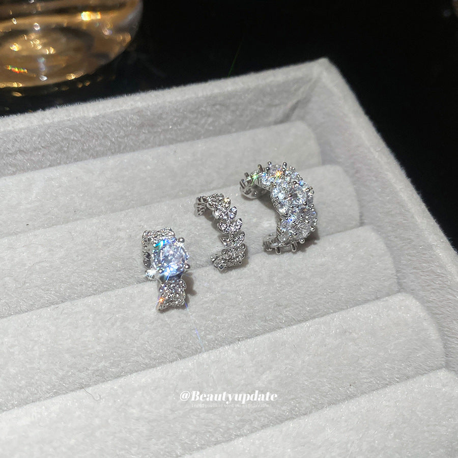 Orecchini a clip per donna minimalisti in zircone brillante rotondi a forma geometrica in rame, accessorio di lusso alla moda