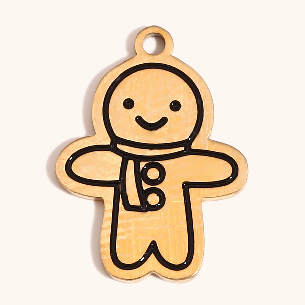 Ciondolo natalizio per creazione di gioielli fai da te in acciaio inossidabile con placcatura in oro 14K e finitura smaltata con motivi di Babbo Natale, alci, fiocchi di neve e confezioni regalo