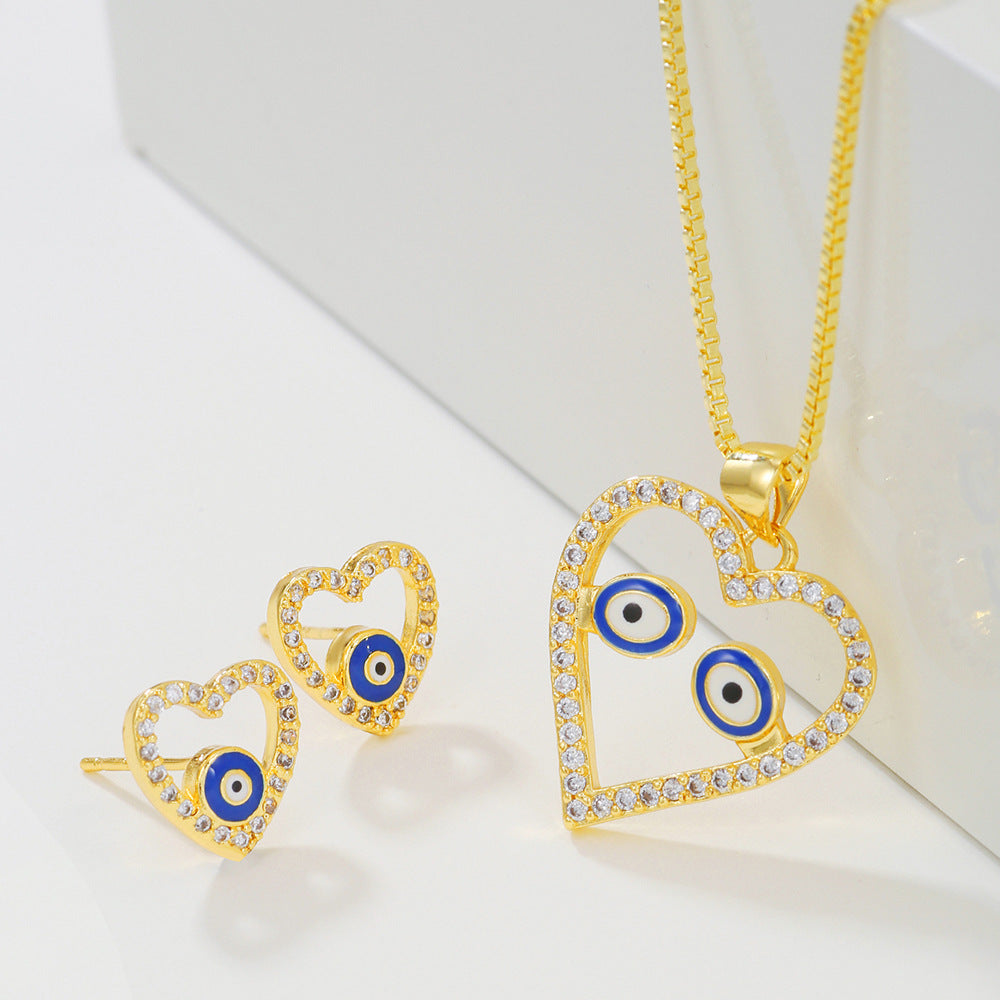 Casual Heart Gold Plated Brass Cubic Zirconia Necklace for Women