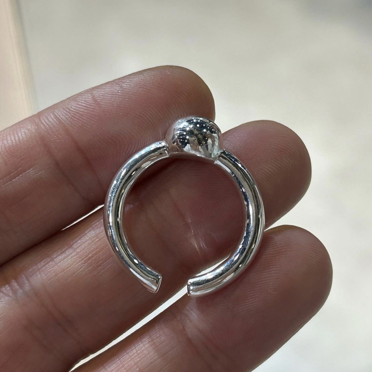 Minimalist Sweet 925 Sterling Silver Plated Round Geometric Ring for Women