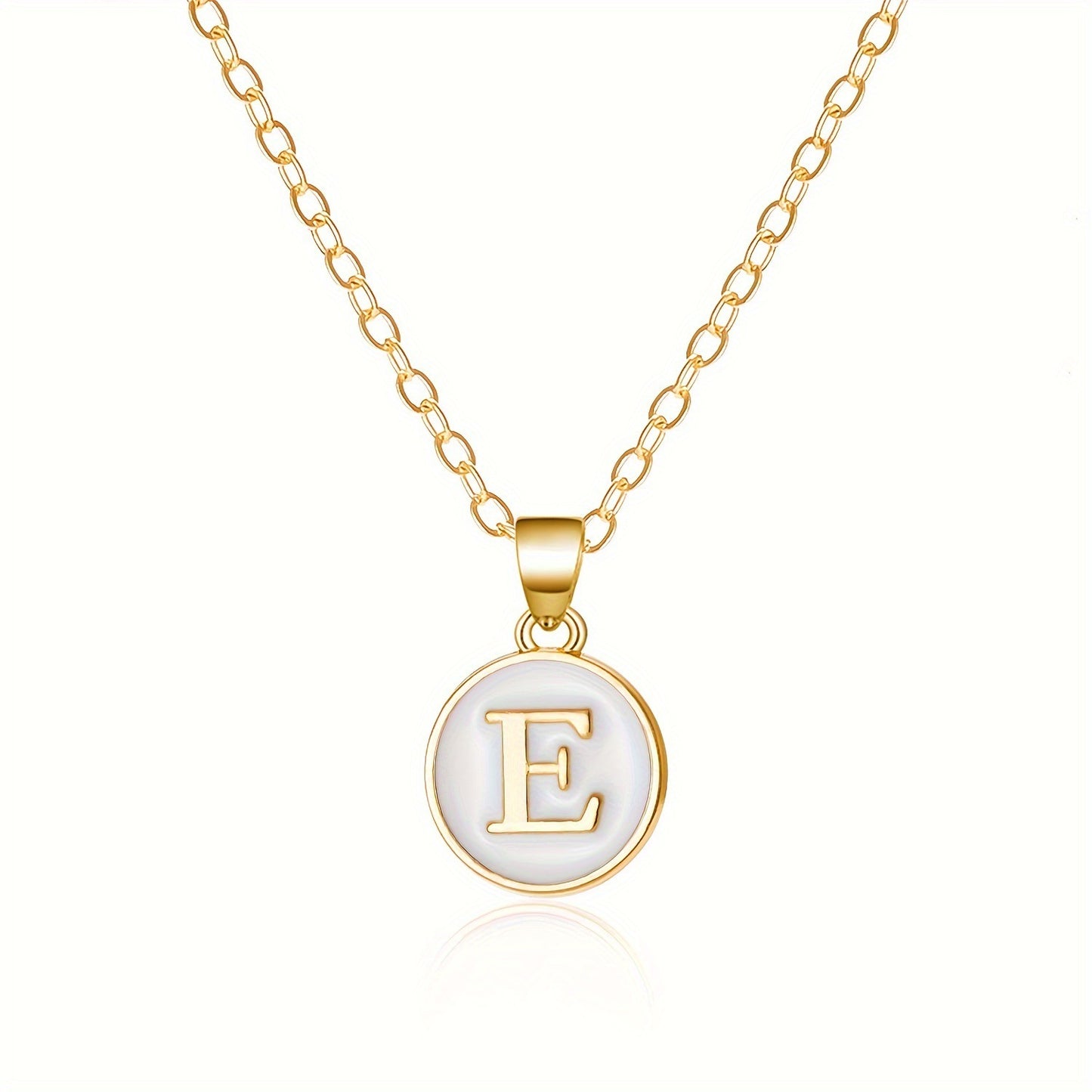 Collana con Pendente a Goccia d'Olio Alfabeto Lettera Rotonda Minimalista in Lega Placcata, Bicolore Bianco e Nero
