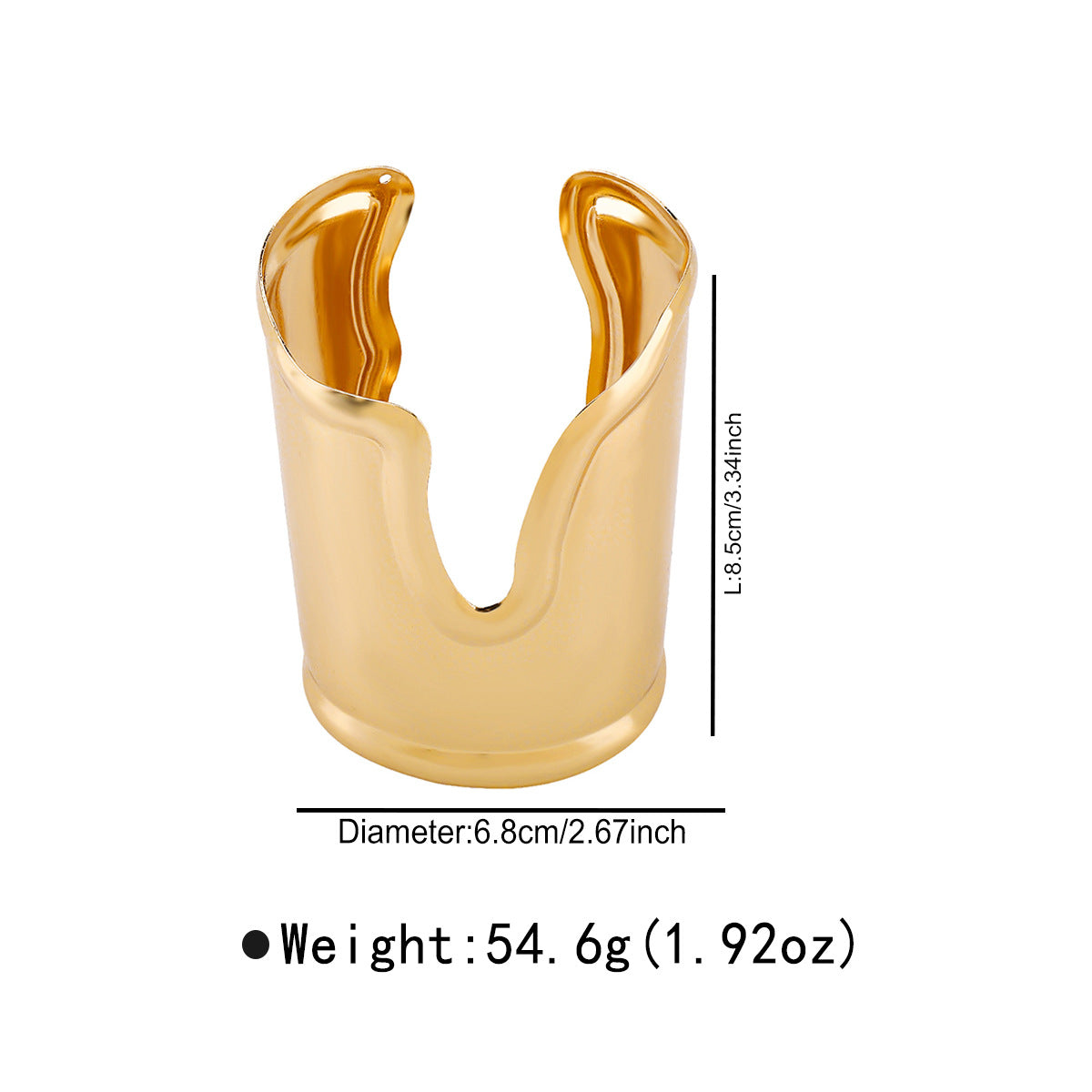 Bracciale a fascia larga a V minimalista in lega di ferro con finitura placcata per donna e uomo