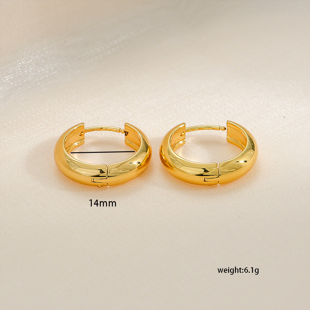 Pendientes de aro geométricos chapados en oro de acero de titanio minimalista para mujer, moda unisex, uso diario