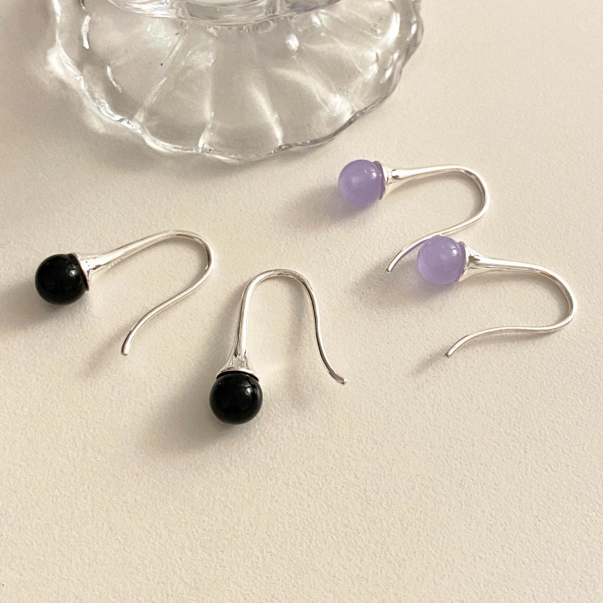 Orecchini a perno con numero di lettera in agata di cristallo, placcati in argento sterling 925, stile minimalista e dolce