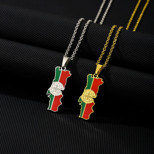 Vintage Ethnic Geometric Stainless Steel Pendant Necklace with Plated Finish and O-Chain for Unisex