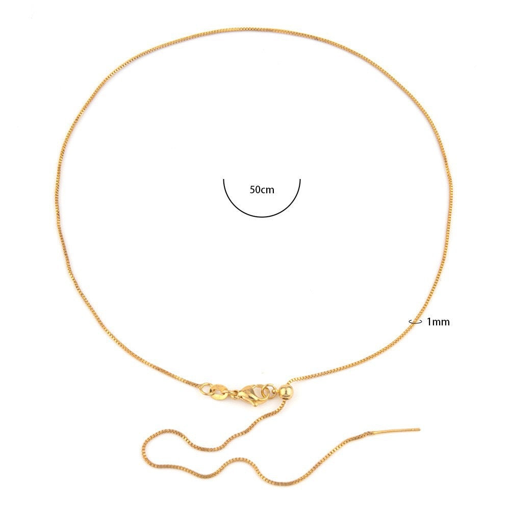 Gold Plated Brass Letter Pendant Stainless Steel Box Chain Necklace Charm Bar