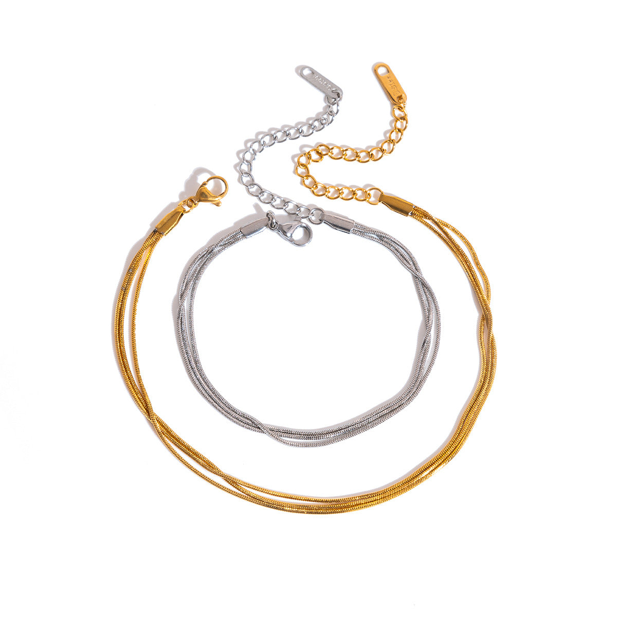 Geometric Stainless Steel Plated Snake Chain Bracelet for Women