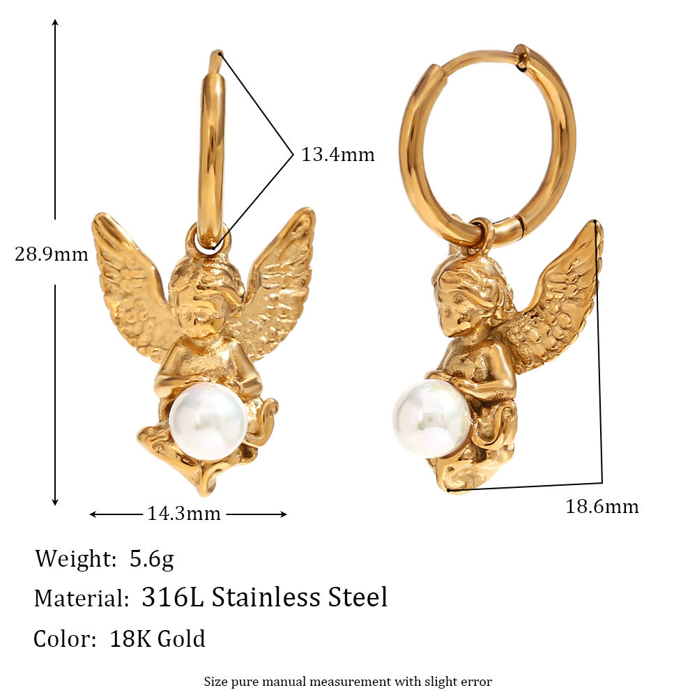 Orecchini a clip in acciaio inossidabile vintage con design geometrico a V, placcati in oro 18 carati e motivo a strati cavi