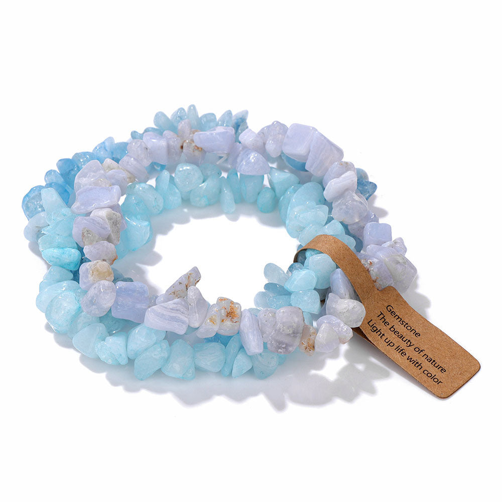 Vintage Geometric Gemstone Chip Beads Stretch Bracelet Set Unisex