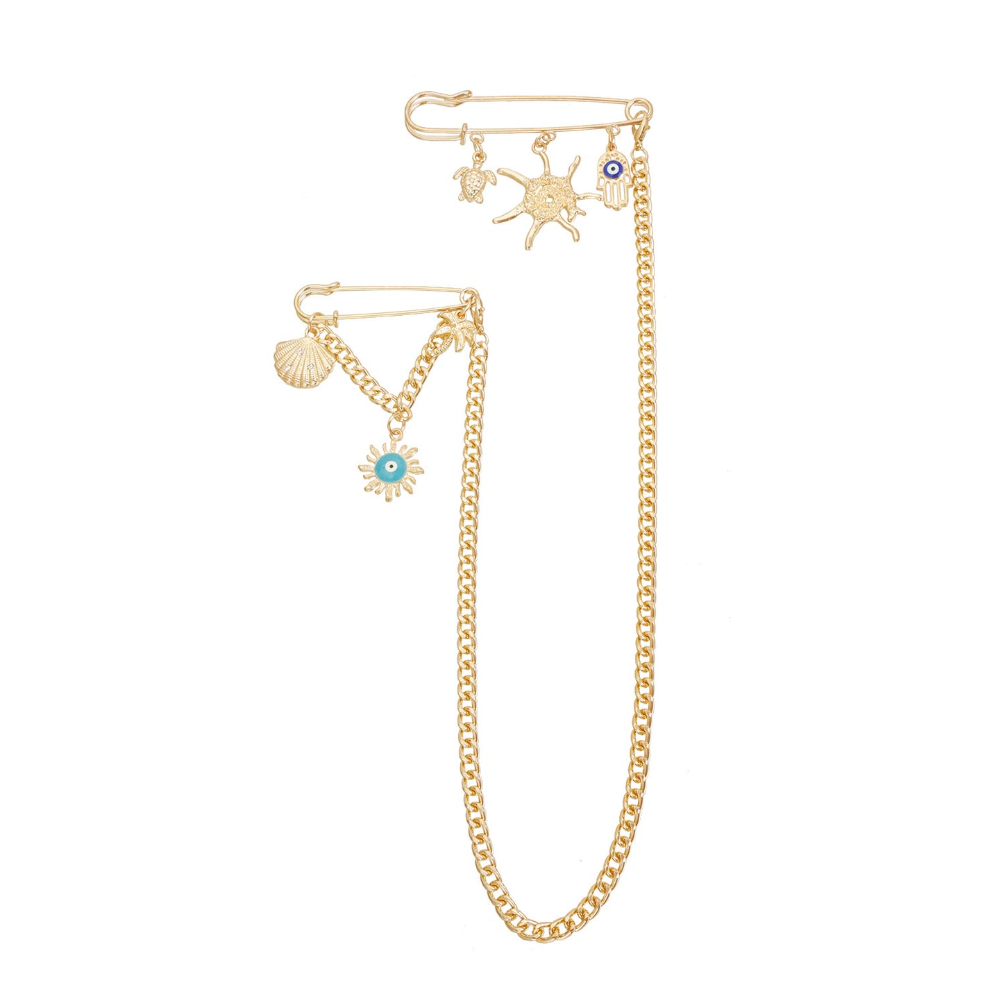 Fashionable Starfish Turtle and Palm Tree Brooch in Alloy with Plated Finish for Women