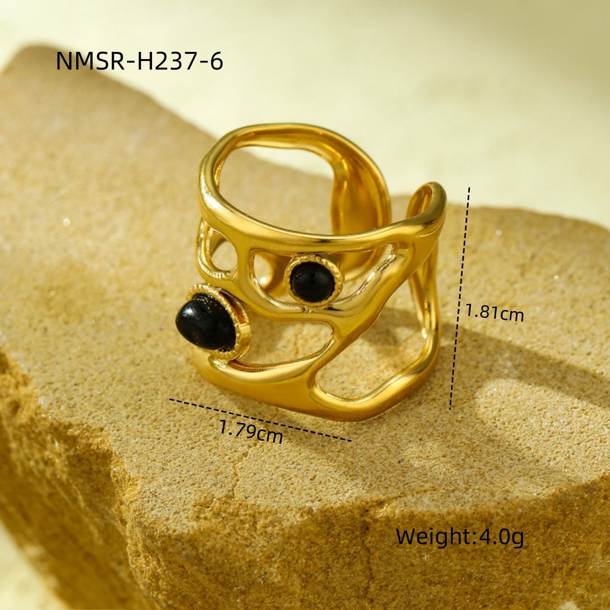 Anillo abierto minimalista de moda Morandi para mujer en acero inoxidable con acabado chapado